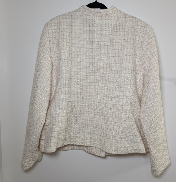 Talbots NWT Cream Gold Metallic Tweed Blazer Plus 18 Old Money Quiet Luxury Coat - Picture 3 of 11